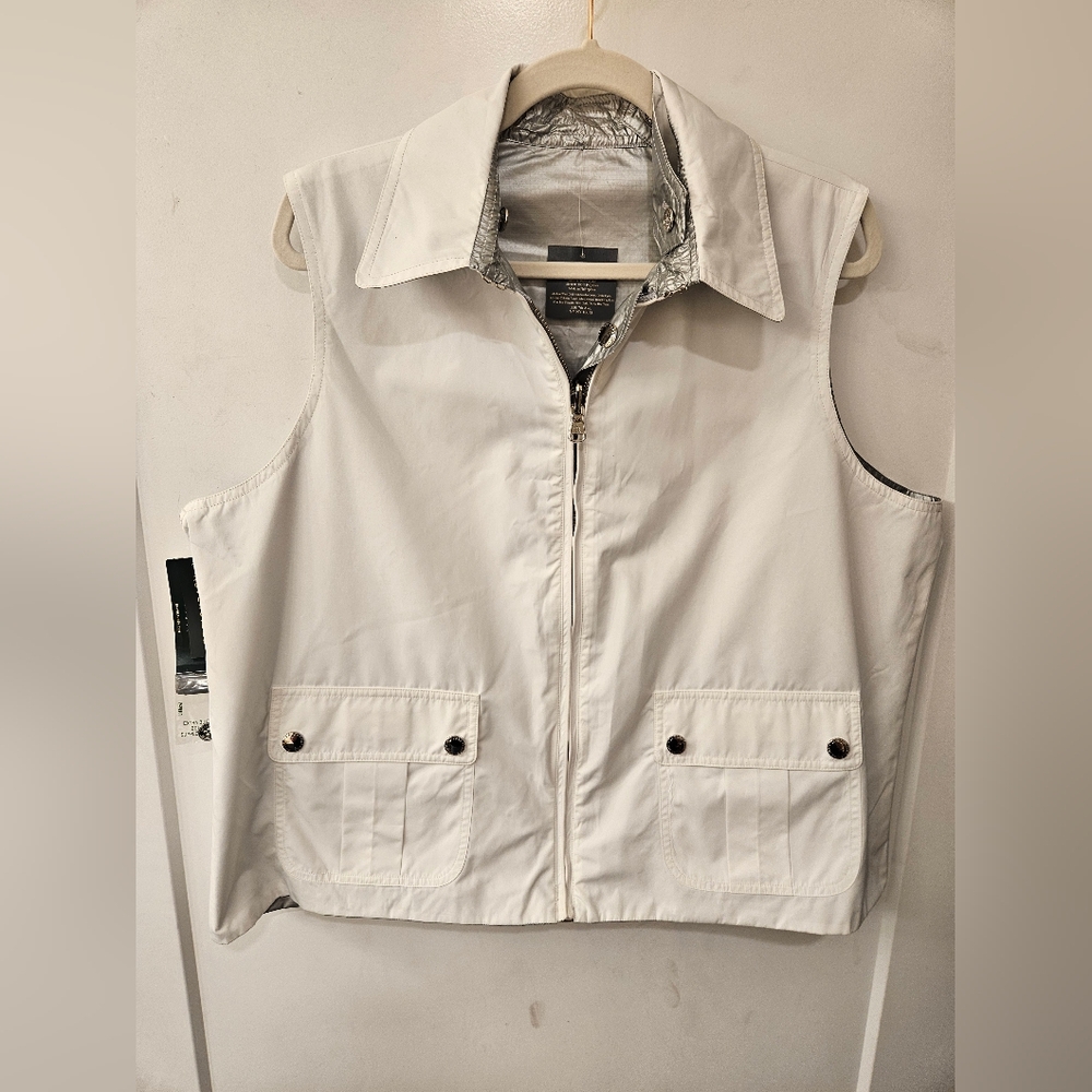 NWT - Lauren Ralph Lauren Reversible Lightweight Vest - White - Silver - Size 1X